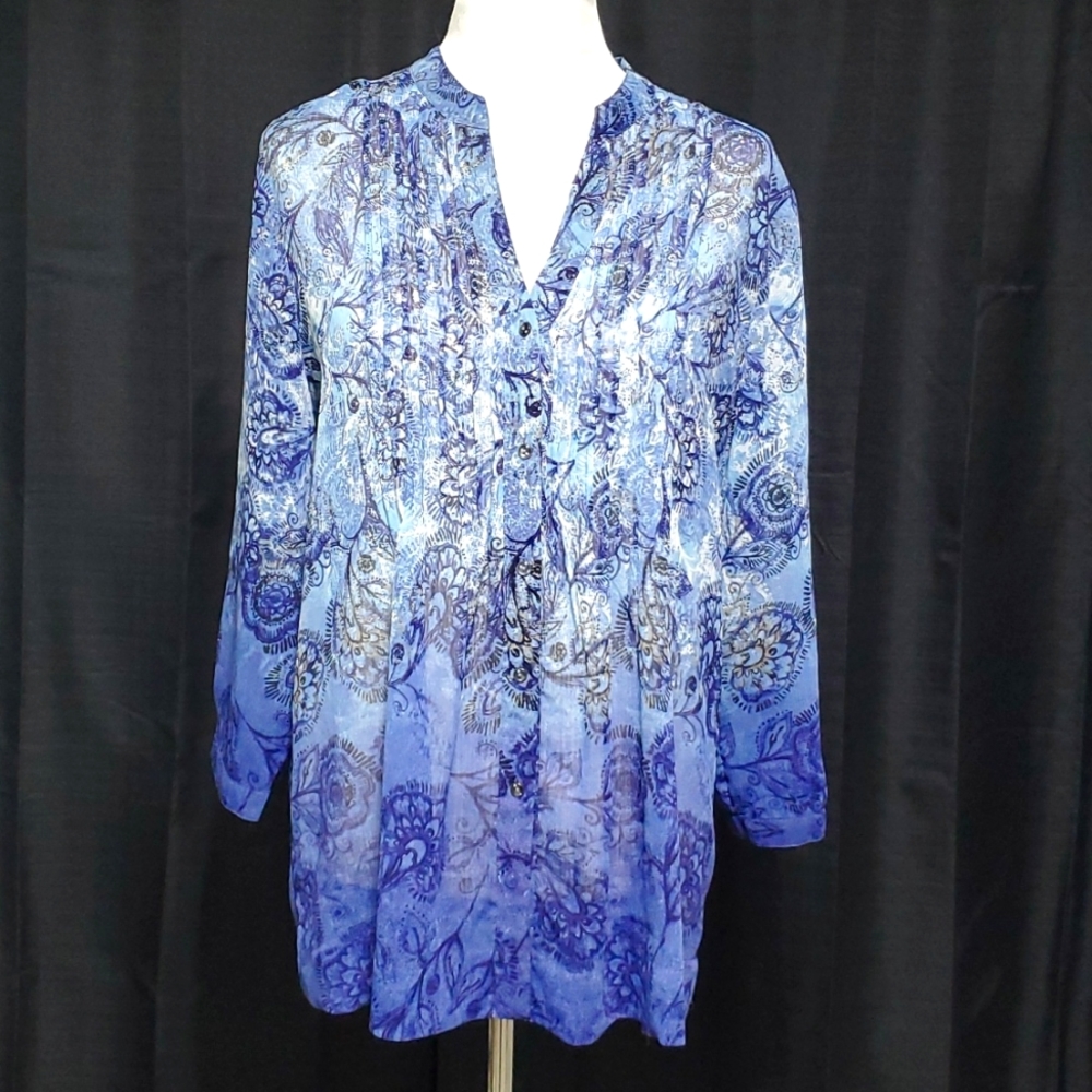 Paisley ombre semi sheer blouse